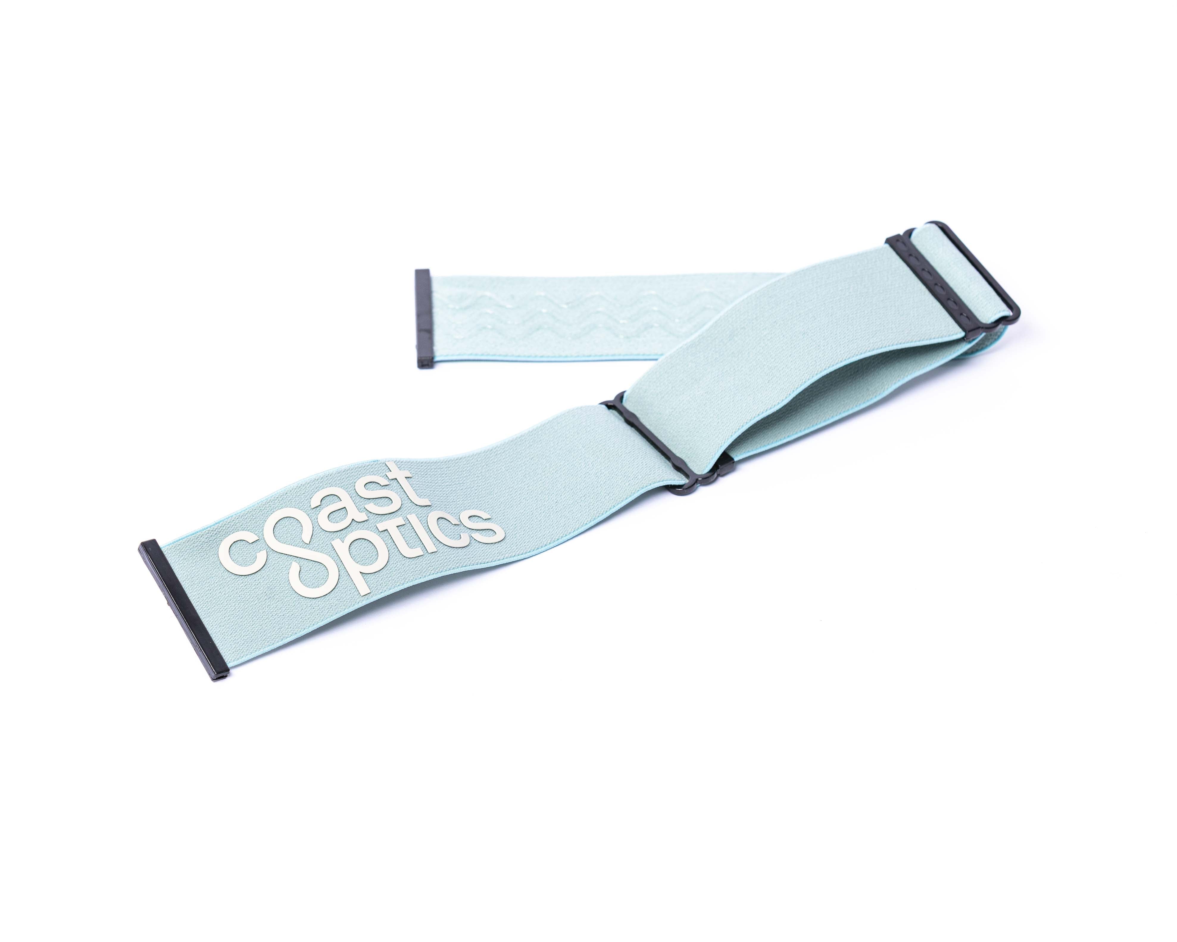 Light blue strap with 'coast optics' logo on a white background